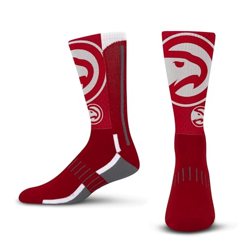 For Bare Feet NBA ATLANTA HAWKS Logo Zoom Mesh Secondary Color Crew Sock Size Large