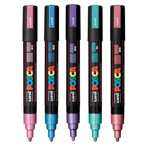 Posca paint art 5 marqueurs 5m metalliques pour dessin et loisirs