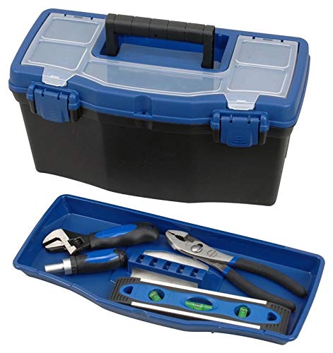 Edward Tools Plastic Tool Box With Handle - 16” Heavy Duty Organizer Box With Removable Organizer Tray And Handle - Locking Lid - Clear Easy Access Top - Built In Dividers - Pad Eye Lock #TOP2