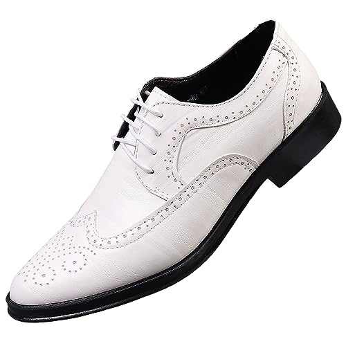 Men's Dress Oxfords Classic Lace Up Wing Tip Brogue Leather Shoes Business Formal Derby Shoes