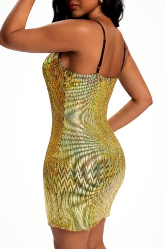 Image of Women's Glitter Sequin Dress Adjustable Spaghetti Strap Fashion Sparkle Party Dresses
