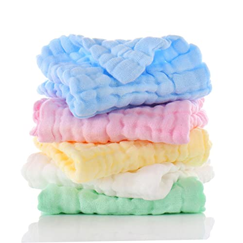 HANABASS 5Pcs Burp Cloth Multi Layer Muslin Towels for Soft Cotton Towels for Drooling and Messes4