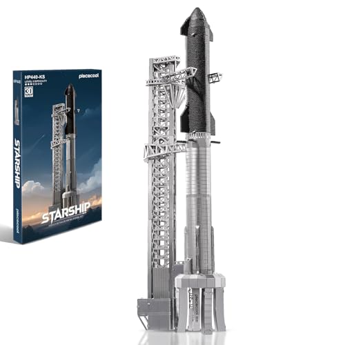 Piececool 3D Metal Puzzle Starship Rocket Metal Model Kits for Adult Spacecraft Model Rockets 1/500 Starship Building Kit for Space Enthusiasts Best Gift Desktop