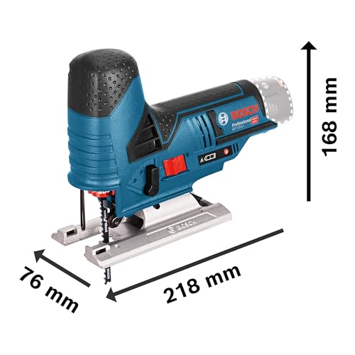 Bosch Professional 12V System Akku Stichsäge GST 12V-70 (Schnitttiefe in Holz: 70mm, inkl. 2x Sägeblatt, Gleitschuh, Spanreißschutz, ohne Akku/ Ladegerät)