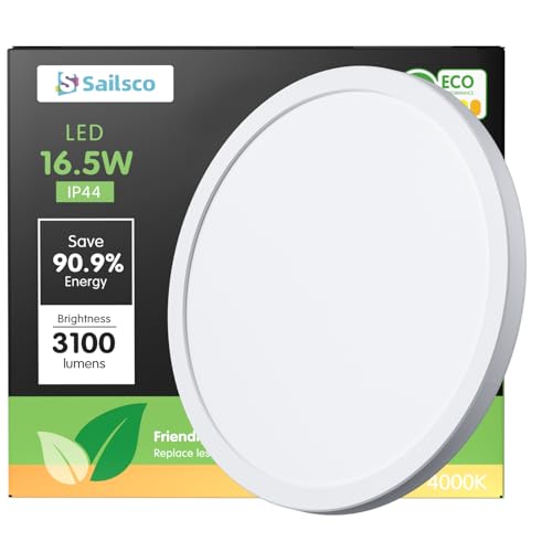 Deckenlampe LED Deckenleuchte Rund Flach Ø30cm 16.5W 4000K 3100LM,IP44...