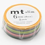 MT Washi Masking Tape, Slim, DECO B, 6mm x 10m x 3 (MTSLIM17)