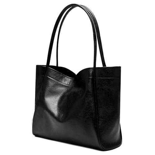 Tote Bag for Women Vegan Leather Shoulder Bag Black
