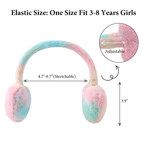 Toddler Kids Winter Earmuffs Girl Warm Ear Muffs Baby Girls Plush Ear Warmers Cute Bow Ear Covers Headband 3-8Y (Rainbow Pink) #TOP4