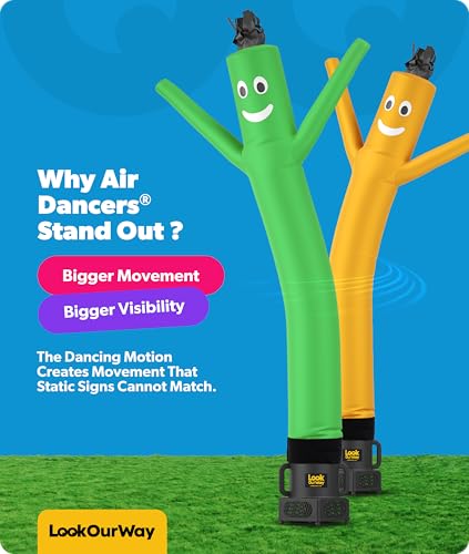 Image of LookOurWay Air Dancers Wacky Waving Inflatable Tube Man Attachment - 7 Feet Tall Advertising Air Dancer Waving Man Inflatable Tube Guy - Blower Not Included - Green