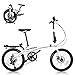 WEEROCK 20 Inch Folding Bike, 7 Speeds Foldable Bicycle, Tri-Fold/ 3-Fold Design with Rear Rack 4 Wheels for Easily to Move After Folding, Steel Frame Bicycle for Men Women Adult, White