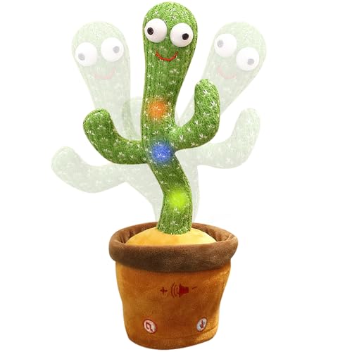 Image of Dancing Talking Cactus Baby Toy for 3 4 5 6 7 8 9 10 11 12 Babies Boy 3-6 6-12 Singing Cactus 9-12 12-18 Repeat What You Say 36 Months Old Music PlushToys 1st Birthday Gifts