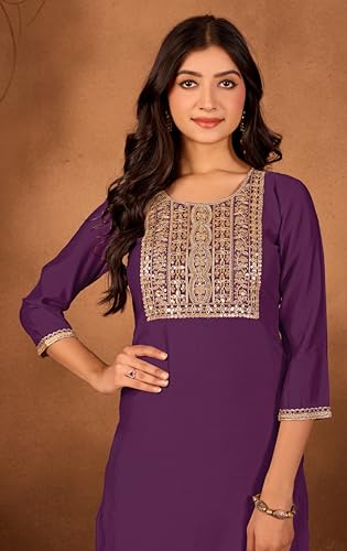 Image of Women's Embroidered Kurta Pant Set | Ethnic Kurta with Pant | Festive & Casual Wear Suit Set for Women