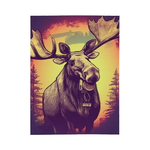 Couverture polaire douce élan flanelle lavable toutes saisons