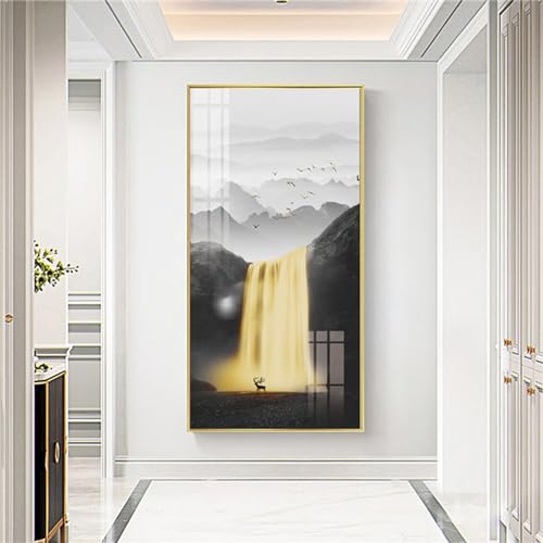 Peinture diamant kit complet adulte cascade dorée 5D - DIY broderie diamant mosaïque 60x120