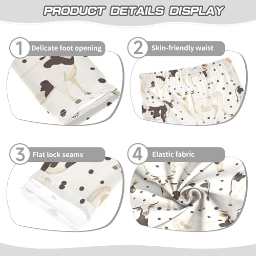 Wusikd Cows Polka Girls' Leggings Toddler Doodles Kids Yoga Pants Dance Active Tights 4T3