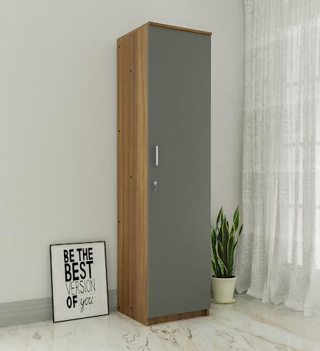 Image of COUCH CULTURE Adona Engineered Wood Wardrobe Almirah for Clothes with 1 Door | Storage Organizer | Storage Cabinet for Kitchen | Multipurpose Almirah for Bedroom, Living Room | 1 Year Warranty - Grey