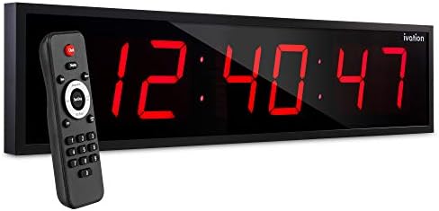 Ivation Huge 24" Inch Large Big Oversized Digital LED Clock with Stopwatch, Alarms, Countdown Timer & Temp - Shelf or Wall Mount (Red) | 6-Level Brightness, Mounting Holes & Hardware