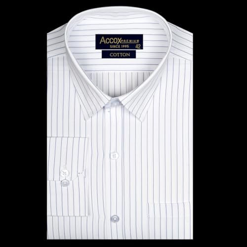 Image of ACCOX Men's Cotton Long Full Sleeves Striped Checkred Regular Fit Formal Shirt for Men (GCR287)