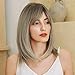 Produktbild TopWigy 16 Zoll Natur gerade Ombre blonde Perücken, Synthetische schulterlange Damen Perücke mit Pony, Waschbar Party Halloween Cosplay Perücke für Frauen Mädchen