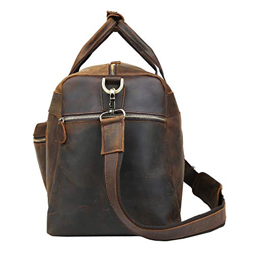 Polare 23'' Full Grain Cowhide Leather Weekender Duffle Bag Overnight Luggage Travel Carry on Duffel Bag For Men