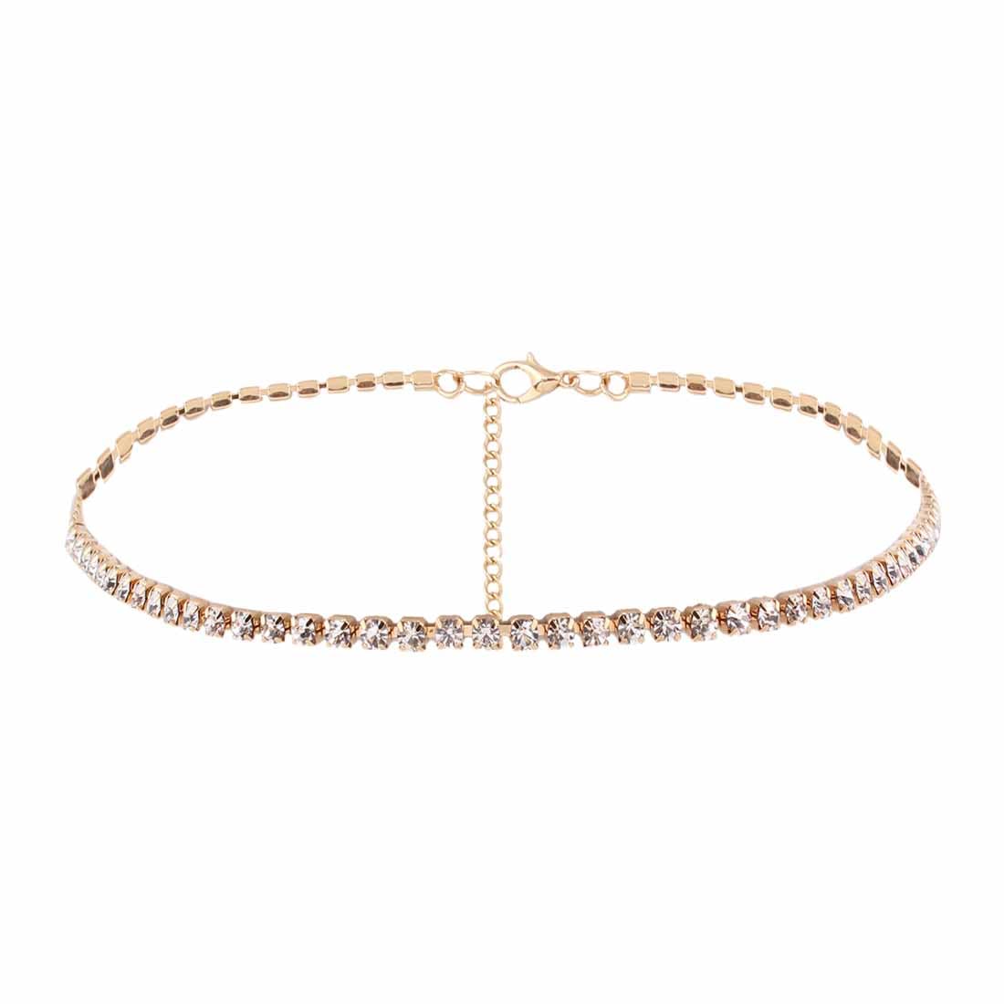 LEEQBCR 1 Pcs Collar gargantilla corto de brillantes para mujer, collar de diamantes con circonita cúbica, collar de brillantes, bisutería sexy, bisutería femenina, oro