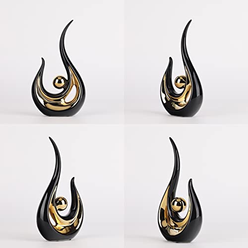 Dovdov Modern Art Abstract Statues, Ceramic Statues, Black And Gold Home Decor, For Living Room Coffee Table Decor, Home Office, Bedroom Decor, Dining Table Decor And Accessories Set Of 2 #TOP5