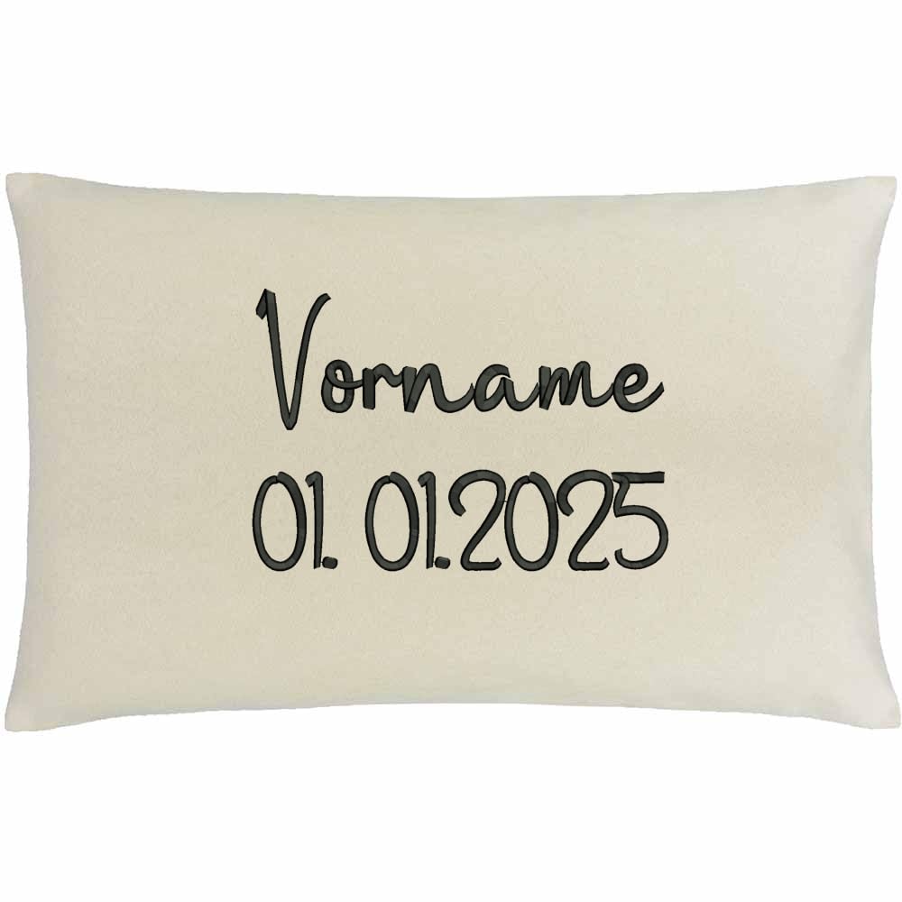 Kissen mit Namen - personalisiertes Kopfkissen mit deinem Text - Dekokissen mit Füllung - Kissenbezug Personalisieren - Custom Pillow - individuelle Stickerei - Füllung und Bezug (beige)