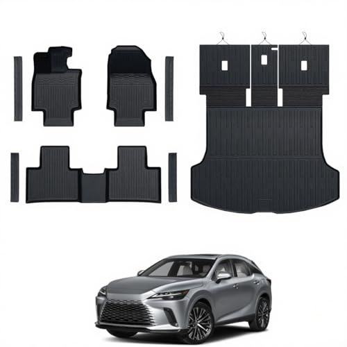 Floor Mats for Lexus RX350/RX350H/RX500h 2023-2026, All Weather Floor Mats Trunk Cargo Liner with Backrest Protectors and Door Sill Guards Accessories, Full Coverage Set (Not fit RX450h & PHEV)