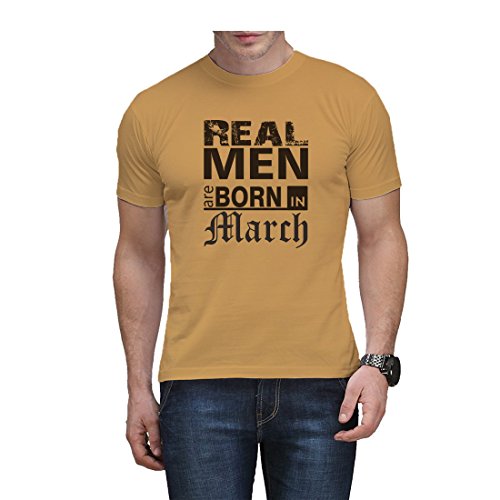 Image of Printed Real Men are Born in /Kings are Born in /Legends are Born in March Cool Cotton T-Shirt for Men