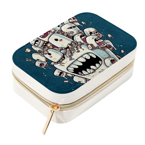 Caja de joyería de doble capa portátil con diseño de dientes divertidos 2