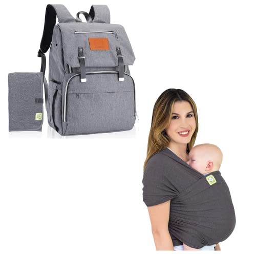 KeaBabies Diaper Bag Backpack and Baby Wrap Carrier - Waterproof Multi Function Baby Travel Bags - All in 1 Original Breathable Baby Sling, Lightweight,Hands Free Baby Carrier Sling, Baby Carrier Wrap