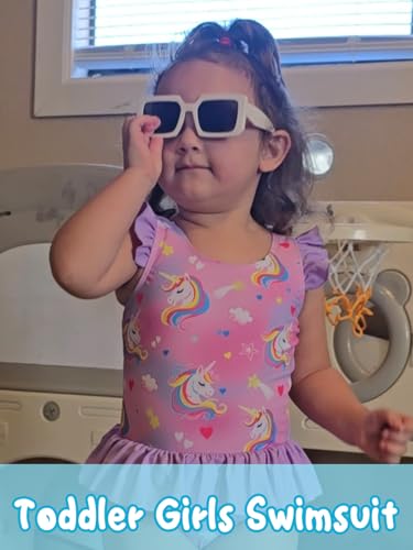 Image of Vieille Toddler Little Girls One Piece Swimsuits Ruffles Bathing Suits Mermaid Dinosaur Swimwear 2-7T