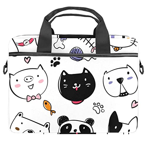 Sacoche ordinateur 13.3 pouces sac bandoulière PC portable 14 pouces chat chien