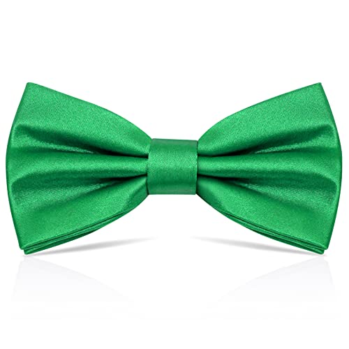 PROUSKY Vorgebundene Fliege für Herren - Verstellbare Smoking-Fliege, Satin, Reine Farbe Mit Hakenverschluss für Party, Hochzeit, Geschäft (Grün)