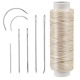 32 Yards Waxed Thread with Leather Hand Sewing Needles, 150D Flat Sewing Waxed Thread, and Leather R