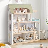 RELAX4LIFE Casa de Muñecas Madera de 4 Pisos con 33 Accesorios, 6...