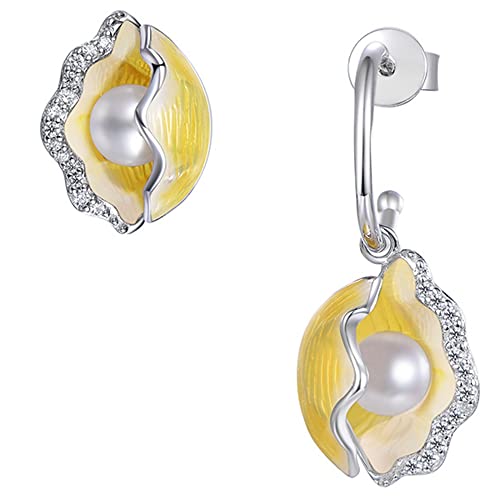 Créoles asymétriques argent moissanite perle pour style quotidien