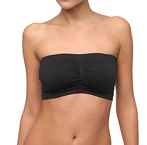 Dinamit Jeans Seamless Strapless Bandeau Tube Top Black Bra M-L