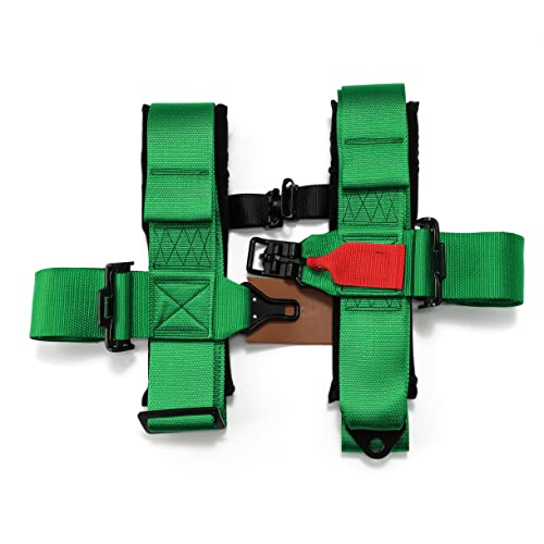 Modifystreet 2 X Universal H-Style Racing Seat Belt Green 3" Straps 4-Point Harness Pair #TOP6