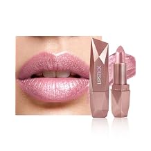 Light Pink Glitter Lipstick for Women, Diamond Shimmer Long Lasting Lipstick, Waterproof Smudge-Proof, Non-Stick Cup Lip Tint Stain LipGloss, High Pigmented Metallic Lip Stick Mothers Day Makeup-02