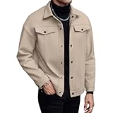 HANCIZYA Men's Autumn Winter Woolen Jacket Men Casual Business Short Trend Coat Thickened And Warm Social Overcoat (US, Alpha, Medium, Regular, Regular, Apricot-02)