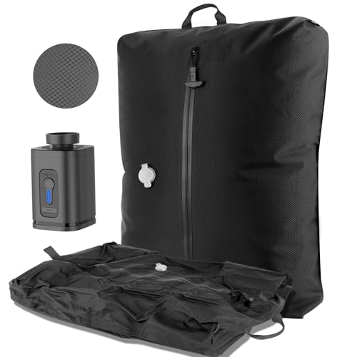 Bolsas de Vacío Profesionales para Viajes con Bomba, Bolsas de Compresión al Vacío Reutilizables IP67 para Maletas y Mochilas, Ahorran Espacio,33L (2 Unidades +Bomba Inalámbrica)