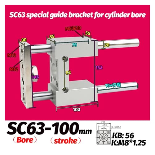 Guide linéaire SC63 anti-rotation pour support de vérin