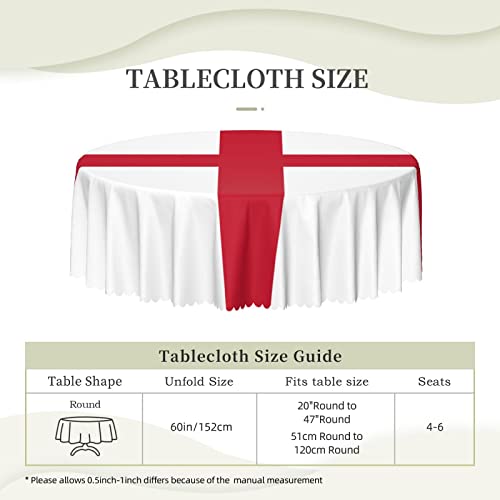 Pooedso Flag Of England Tablecloths 60In Round Lace Waterproof Family Table Cover Tablecloth Kitchen Outdoor Party Decoration Tablecloths #TOP4