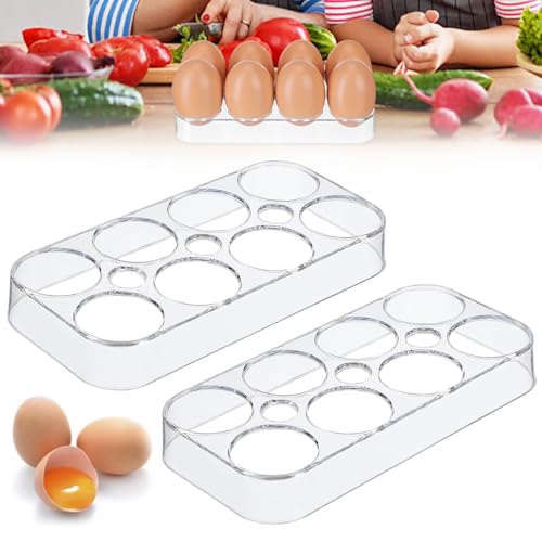 2 Stück Eierbehälter für Kühlschrank, Kühlschrank Eierablage, Eieraufbewahrungsbox, Eierhalter für â€¦ – Miniatur