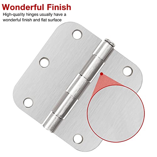 12 Pack Nickel Door Hinges Brushed Nickel 3 1/2 Interior Door Hinges Satin Nickel 3.5 Inch With 5/8” Radius Corners 3 ½"X 3 ½" Silver Hardware Controls Jiw Garage Factory #TOP4