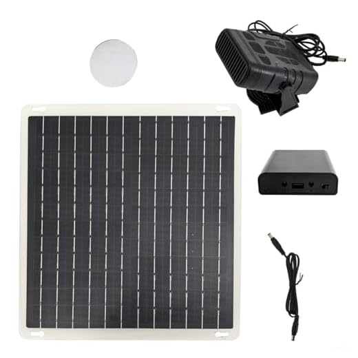 HEIBTENY Calentador y secador de coche de panel solar de 10 W con kit de caja de batería, calentador de ventilador portátil para calentamiento de invierno, calefacción de casa de mascotas, control de