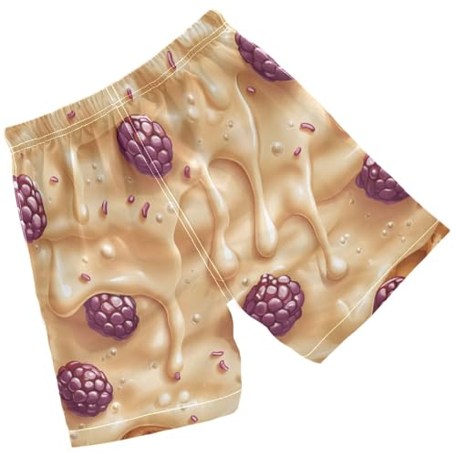 Pigsaly Boys' Swim Board Shorts Purple Berry Gold Caramel Ice Cream Boy's Swim Trunks Kids Swimwear M2