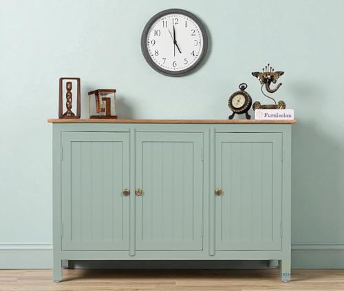 WOODEFLY Solid Mango Wood Sideboard Cabinet- 3 Doors Solid Wood Free Standing Sideboard (Finish Color - Silt Green)