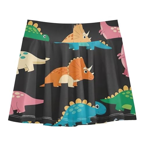 Joisal Toddler Tennis Skirts Cute Dino Party Black Girls Skorts Athletic Shorts Pleated Teen Skirt 4t2